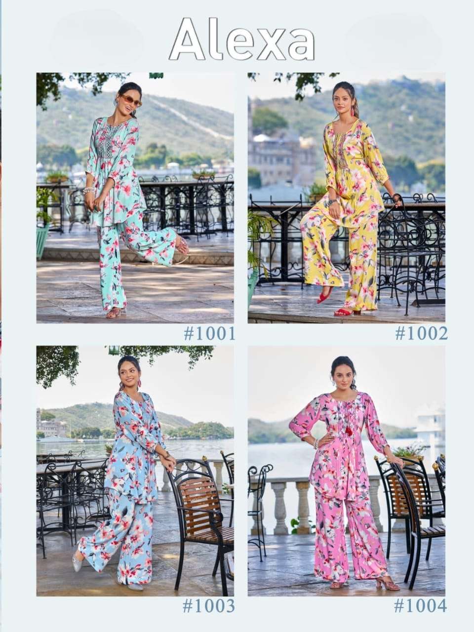 ALEXA HEAVY RAYON RINKLE PRINT WITH EMBROIDERY WORK TOP WITH BOTTOM CORD SET BY S3FOREVER BRAND INDEX